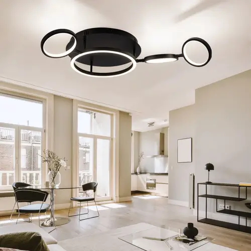 Deckenleuchte Deckenlampe LED Esszimmer Wohnzimmerlampe modern LED schwarz in Ringform, Metall Kunststoff, 1x 23W 1080lm 3000K, LxBxH 79x39x11,5 cm Deckenleuchte Deckenlampe LED Esszimmer Wohnzimmerlampe modern LED schwarz in Ringform, Metall Kunststoff, 1x 23W 1080lm 3000K, LxBxH 79x39x11,5 cm