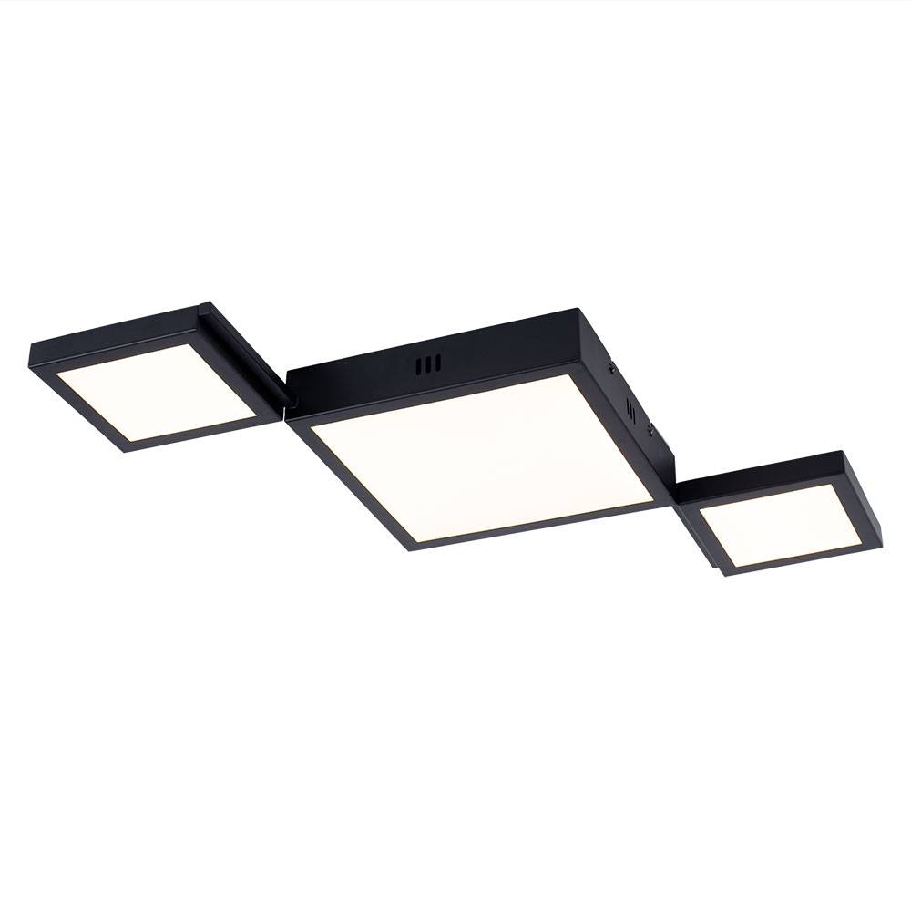 Deckenleuchte Modern Wohnzimmerleuchte Decke Deckenlampe schwarz, Metall, LED 25W 1072Lm warmweiß, LxBxH 71x31x4,5 cm