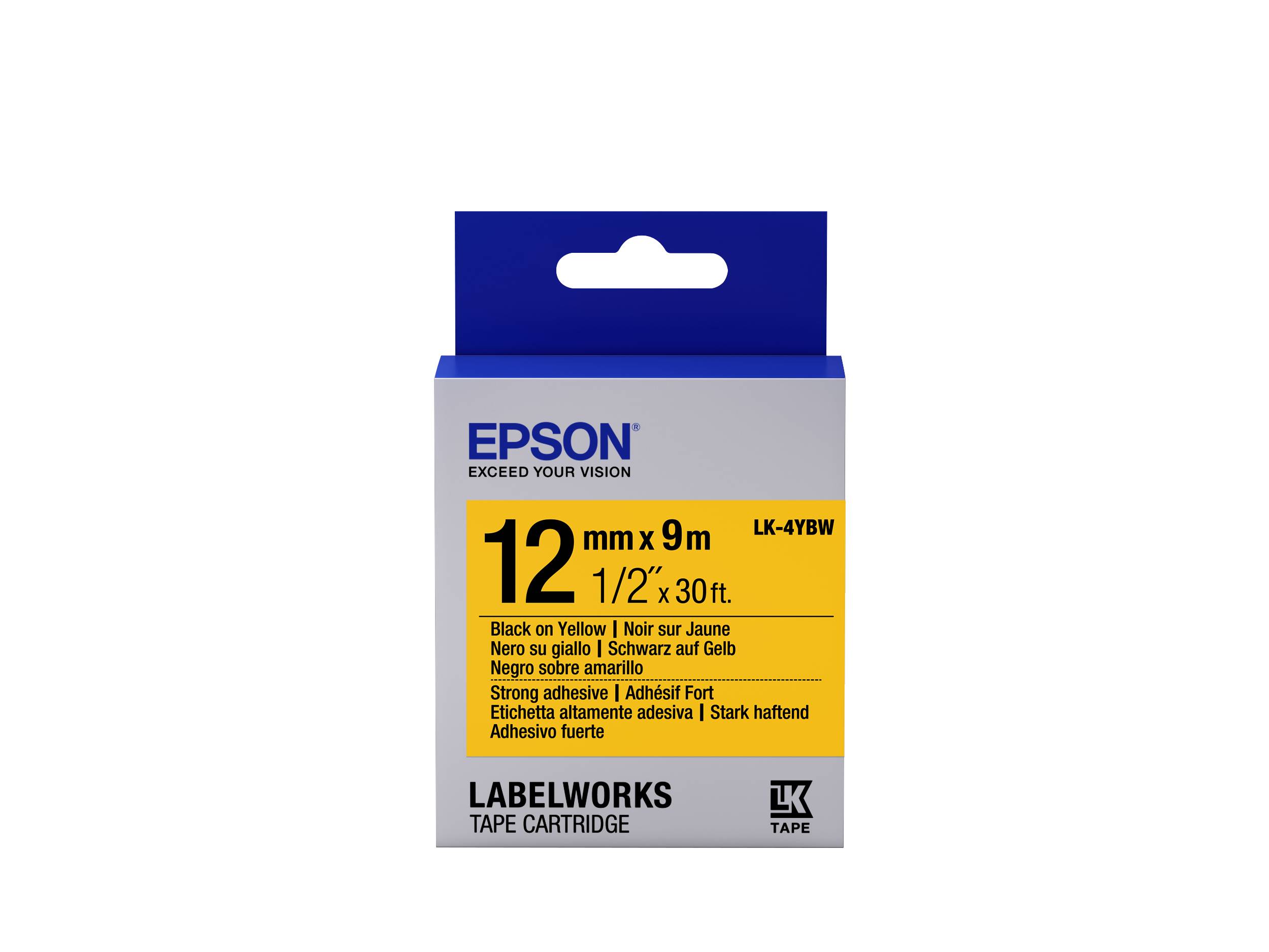 Epson LabelWorks LK-4YBW - Schwarz auf Gelb - Rolle (1,2 cm x 9 m)