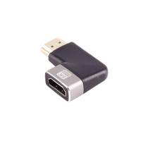 Rechtwinkliger USB-Adapter mit einem männlichen USB-Stecker und einer weiblichen USB-Buchse auf weißem Hintergrund.