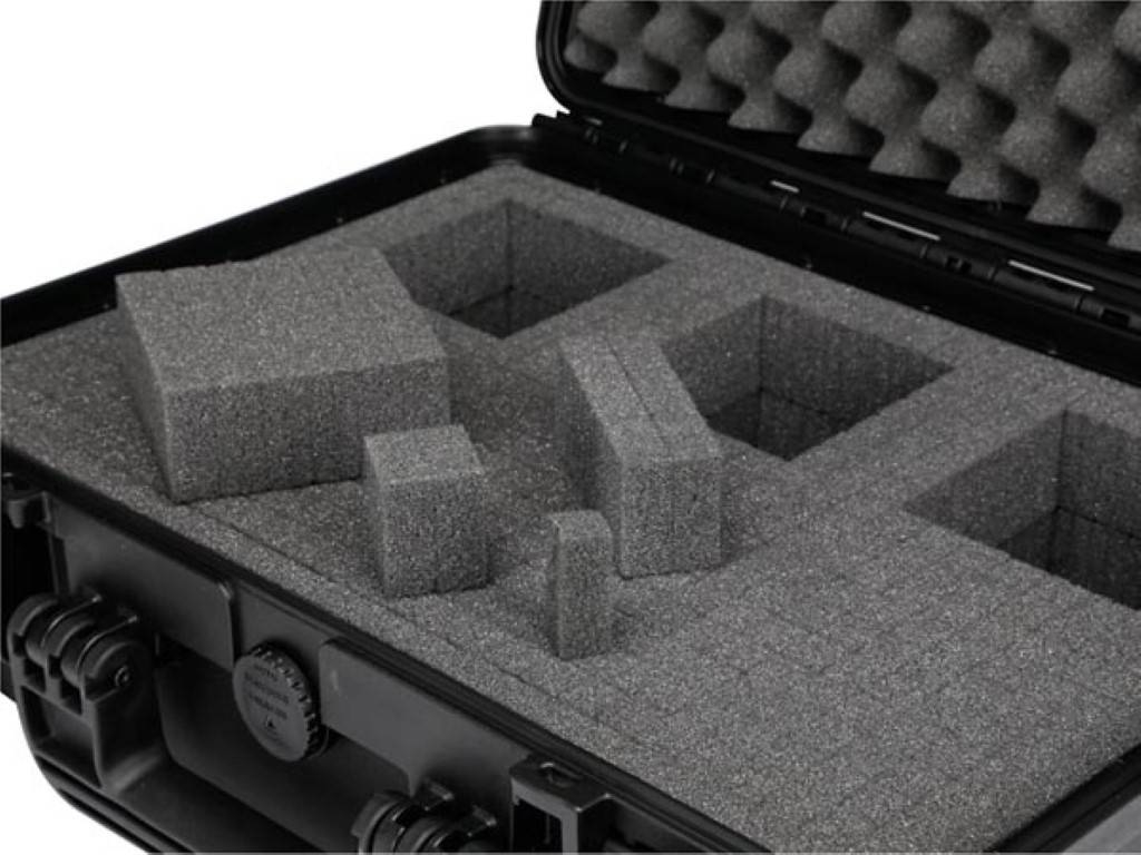 Perel Hartschalen-Koffer, wasserdicht (IP67), Noppenschaumstoff, Rasterschaumstoff, 4 Schlösser, Polypropylen, Schwarz, 594 x 473 x 270 mm