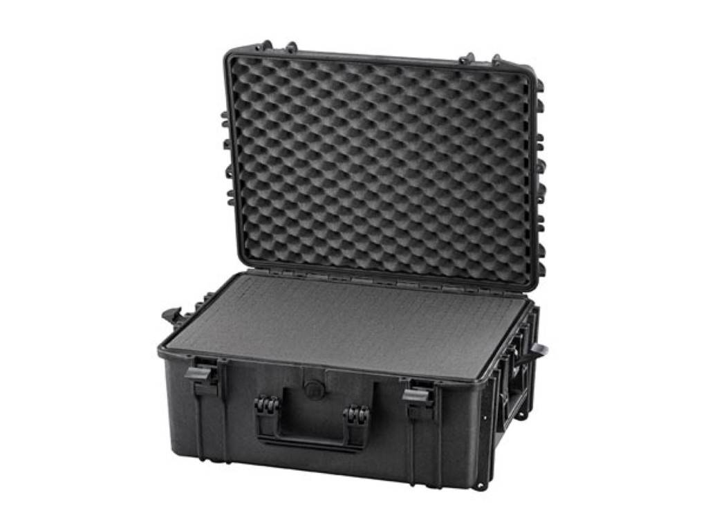 Perel Hartschalen-Koffer, wasserdicht (IP67), Noppenschaumstoff, Rasterschaumstoff, 4 Schlösser, Polypropylen, Schwarz, 594 x 473 x 270 mm