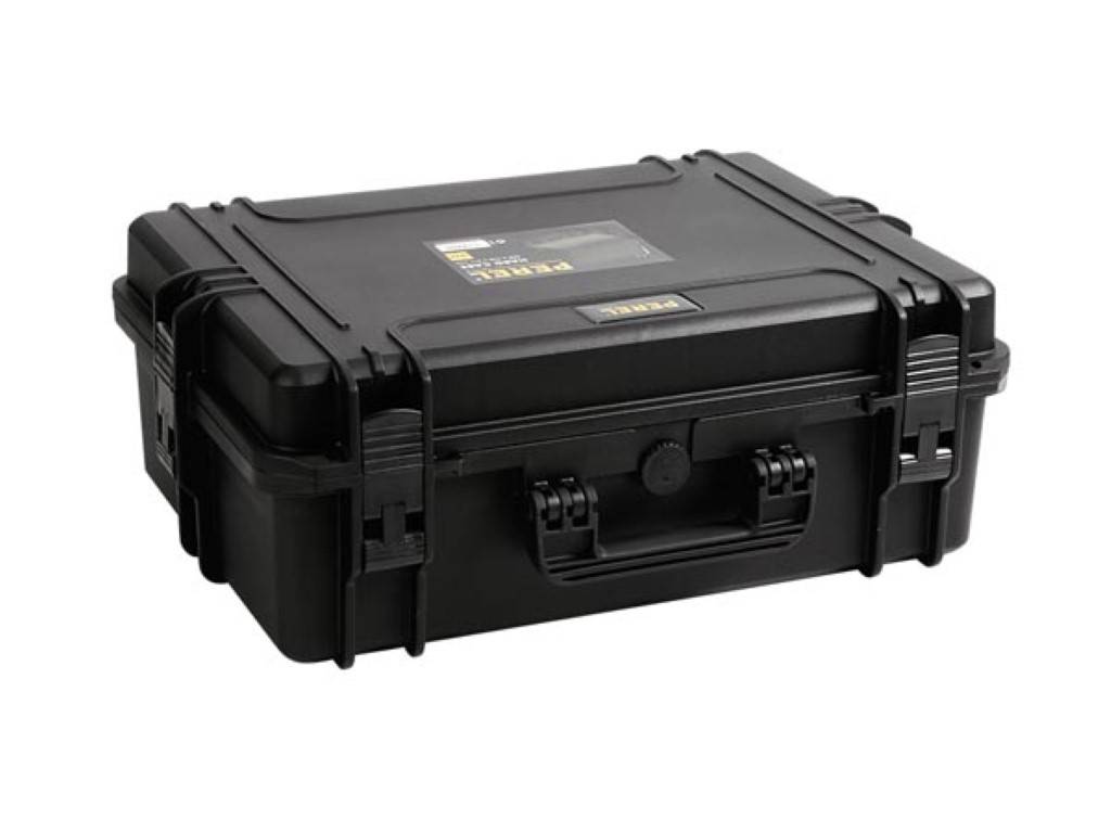 Perel Hartschalen-Koffer, wasserdicht (IP67), Noppenschaumstoff, Rasterschaumstoff, 4 Schlösser, Polypropylen, Schwarz, 594 x 473 x 270 mm