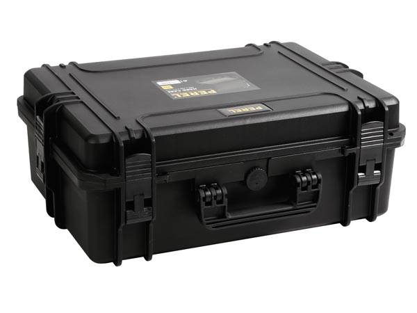 Perel Hartschalen-Koffer, wasserdicht (IP67), Noppenschaumstoff, Rasterschaumstoff, 2 Schlösser, Polypropylen, Schwarz, 555 x 428 x 211 mm