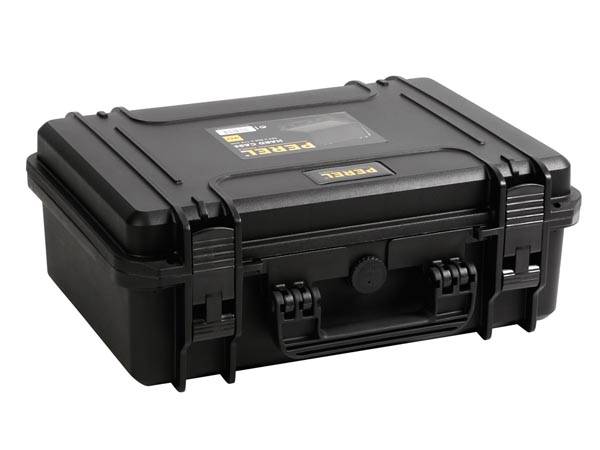 Perel Hartschalen-Koffer, wasserdicht (IP67), Noppenschaumstoff, Rasterschaumstoff, 2 Schlösser, Polypropylen, Schwarz, 464 x 366 x 176 mm