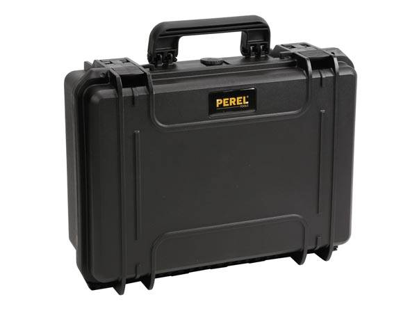 Perel Hartschalen-Koffer, wasserdicht (IP67), Noppenschaumstoff, Rasterschaumstoff, 2 Schlösser, Polypropylen, Schwarz, 464 x 366 x 176 mm