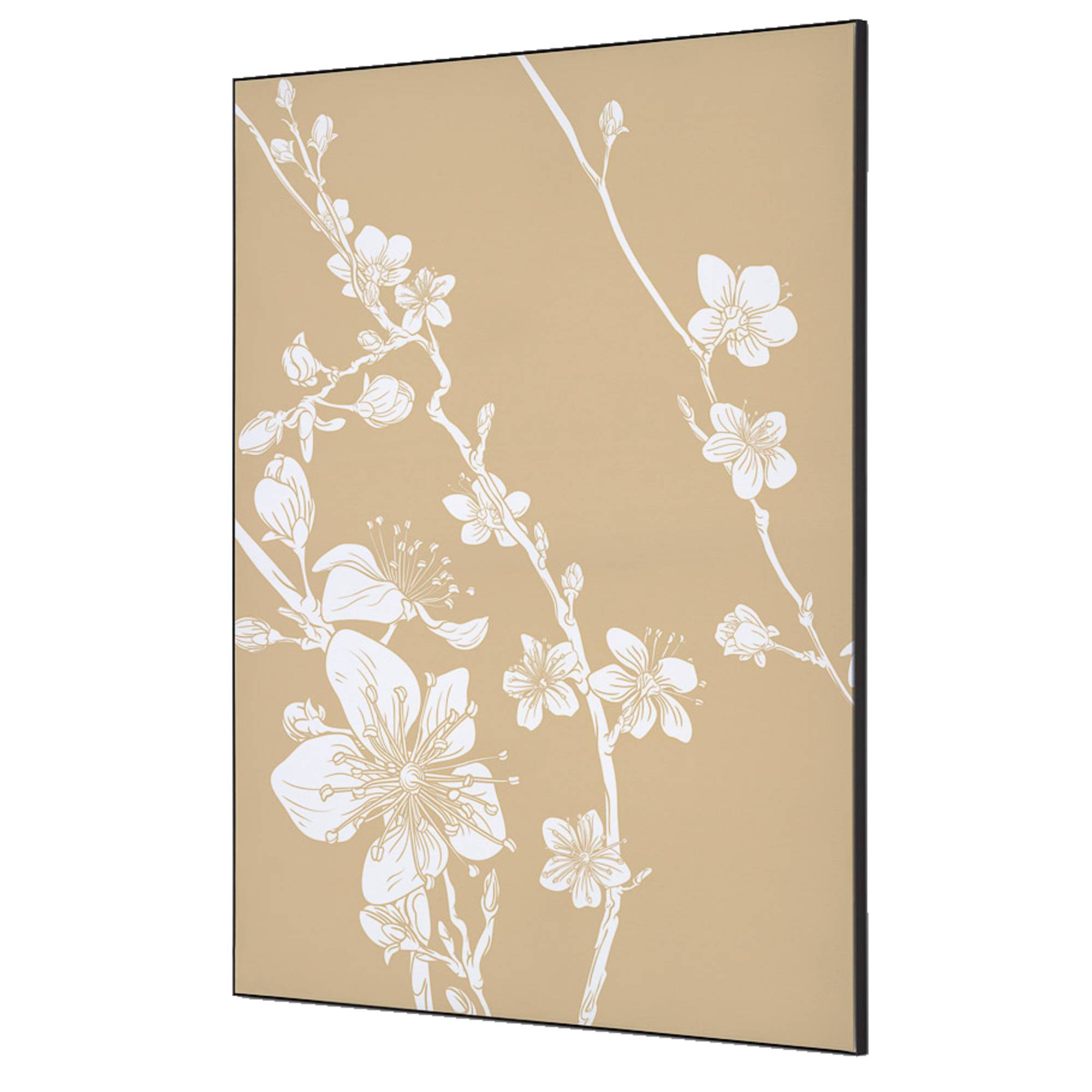 Showdown Spannstoff Wanddekoration - DIN A1 - Japanische Kirschblüte Beige - Schwarzer Rahmen