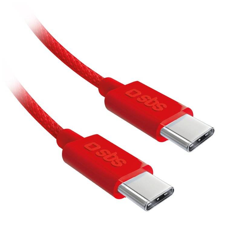 „Zwei rote USB-C-Kabel mit „SBS