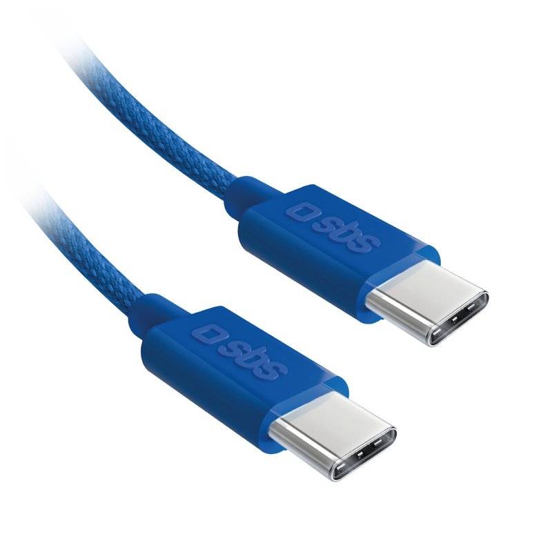 SBS TECABLETISSUETCB USB-C – USB-C-Kabel 1,5 m 60 W geflochten blau