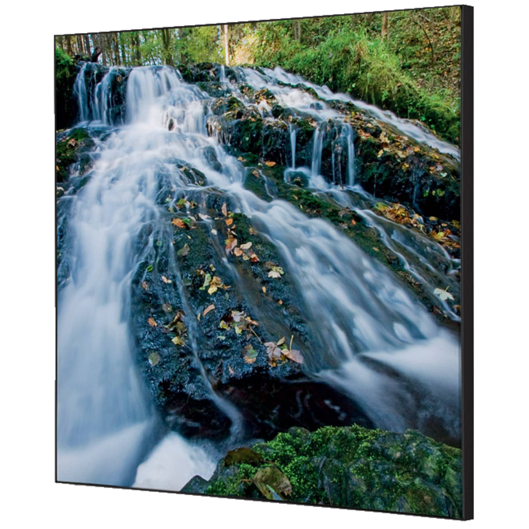Showdown Spannstoff Wanddekoration - Set 40x40cm - Wasserfallwald - Schwarzer Rahmen