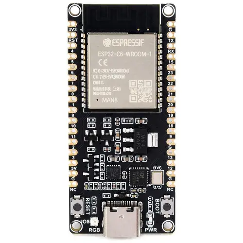 Waveshare ESP32-C6-WROOM-1-N8, RISC-V, 160MHz, Matter/Thread, BT5, WiFi 6, Zigbee, ohne Header Waveshare ESP32-C6-WROOM-1-N8, RISC-V, 160MHz, Matter/Thread, BT5, WiFi 6, Zigbee, ohne Header