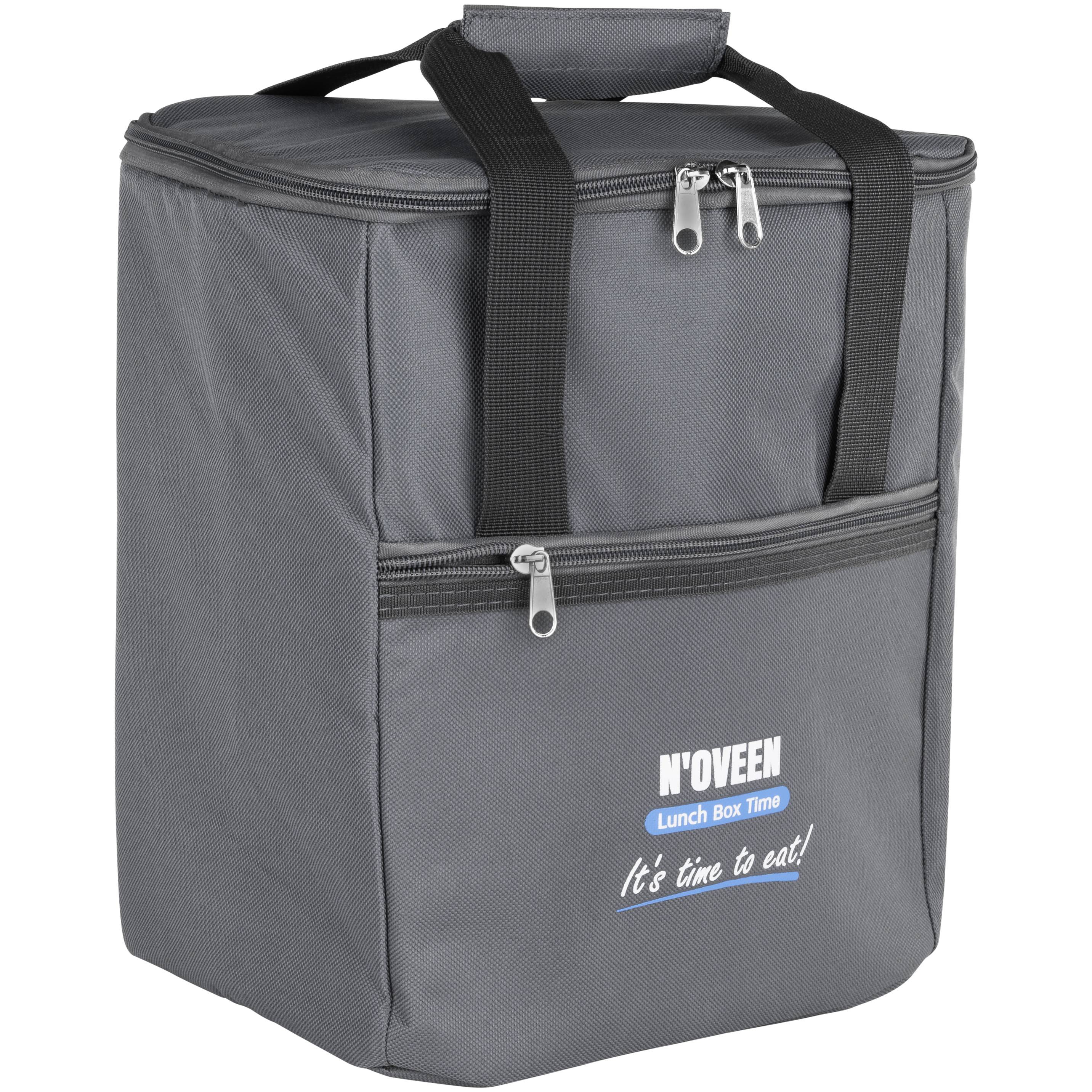 Thermotasche für Lunchbox NOVEEN LBB3 | Tragbare Picknicktasche | Grau | 30x23x16cm