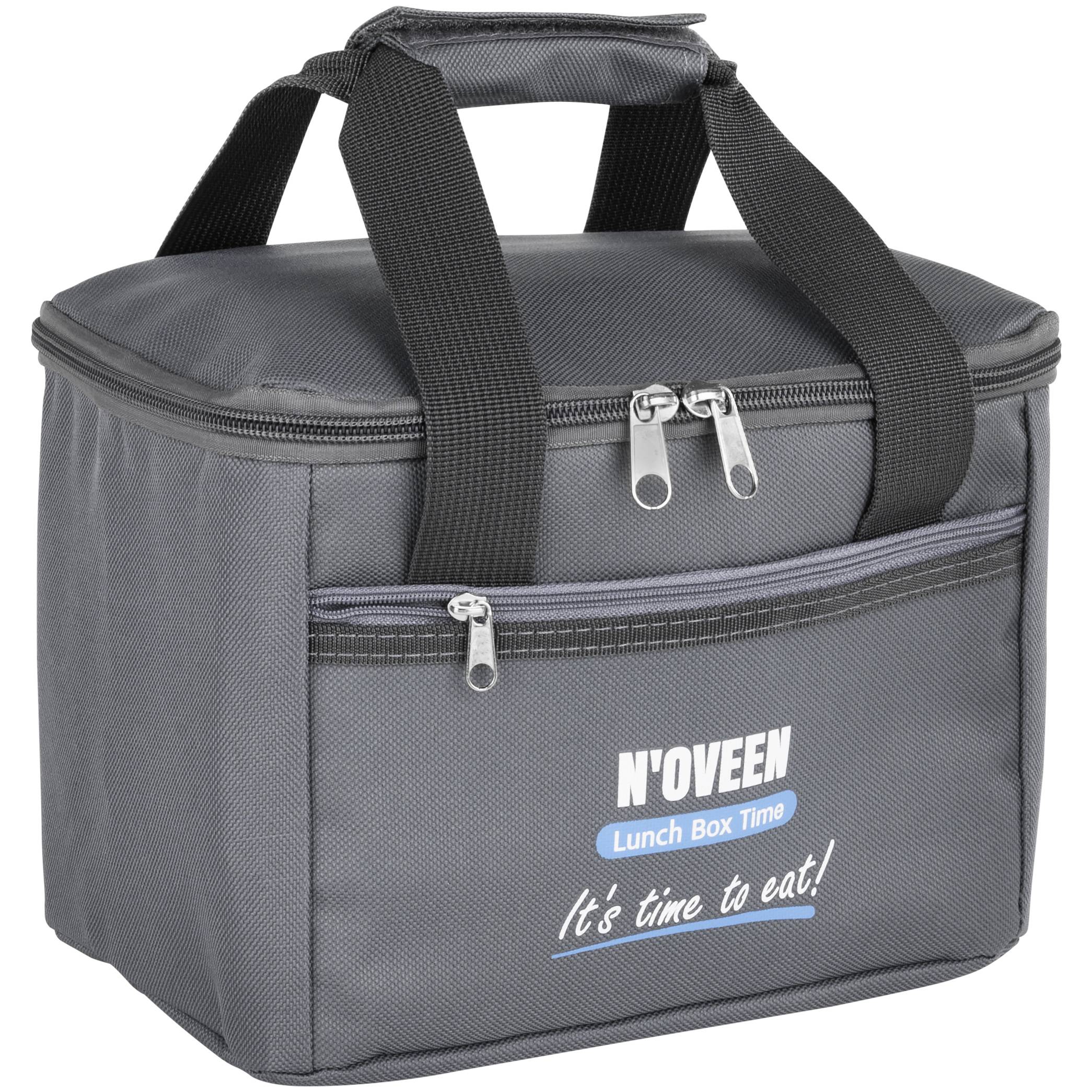 Thermotasche für Lunchbox NOVEEN LBB2 | Tragbare Picknicktasche | Grau | 16x23x16cm