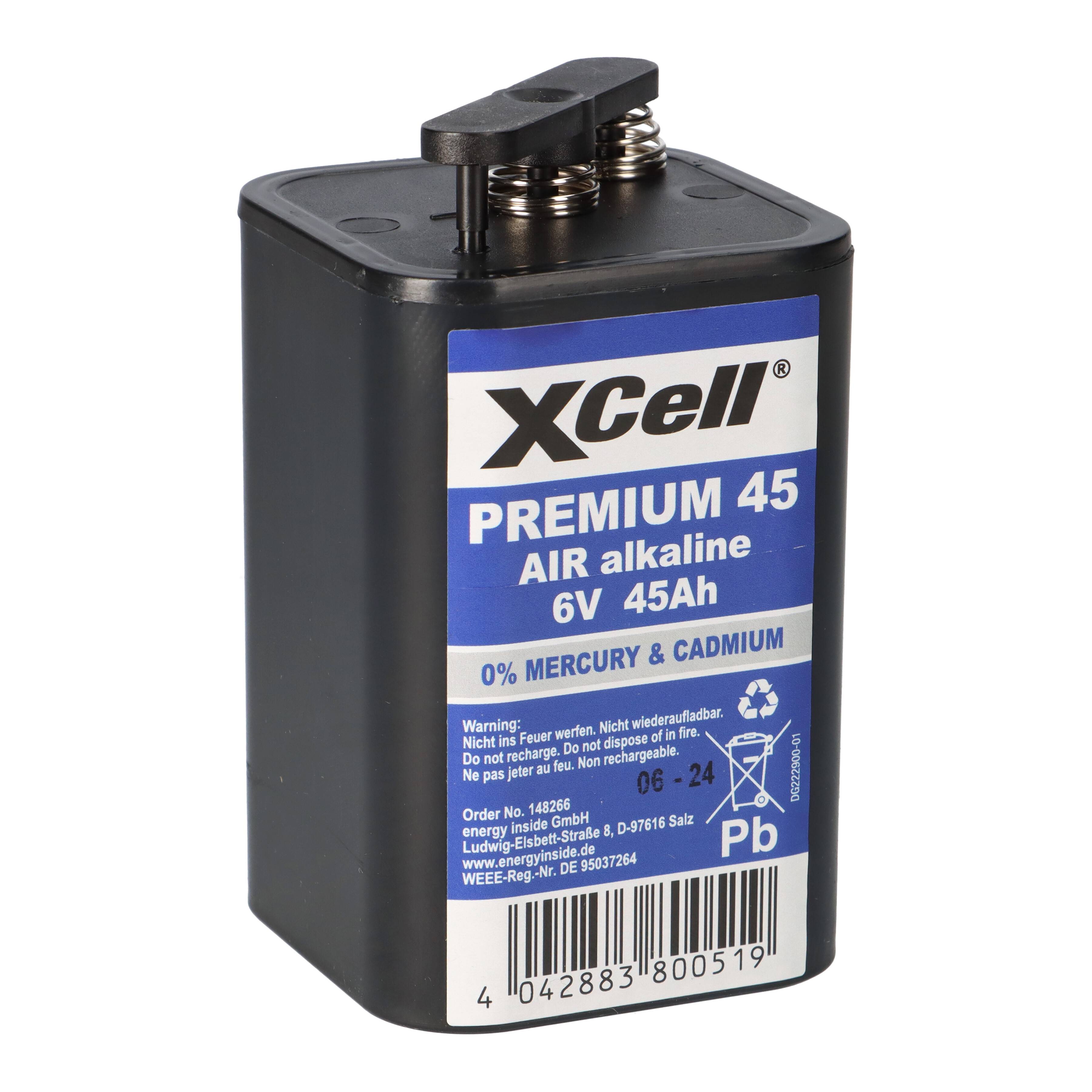 12x XCell Premium 45 4R25 Zink-Luft-Batterie 6V 45Ah – passend für Baustellen- & Warnleuchten im Langzeitbetrieb