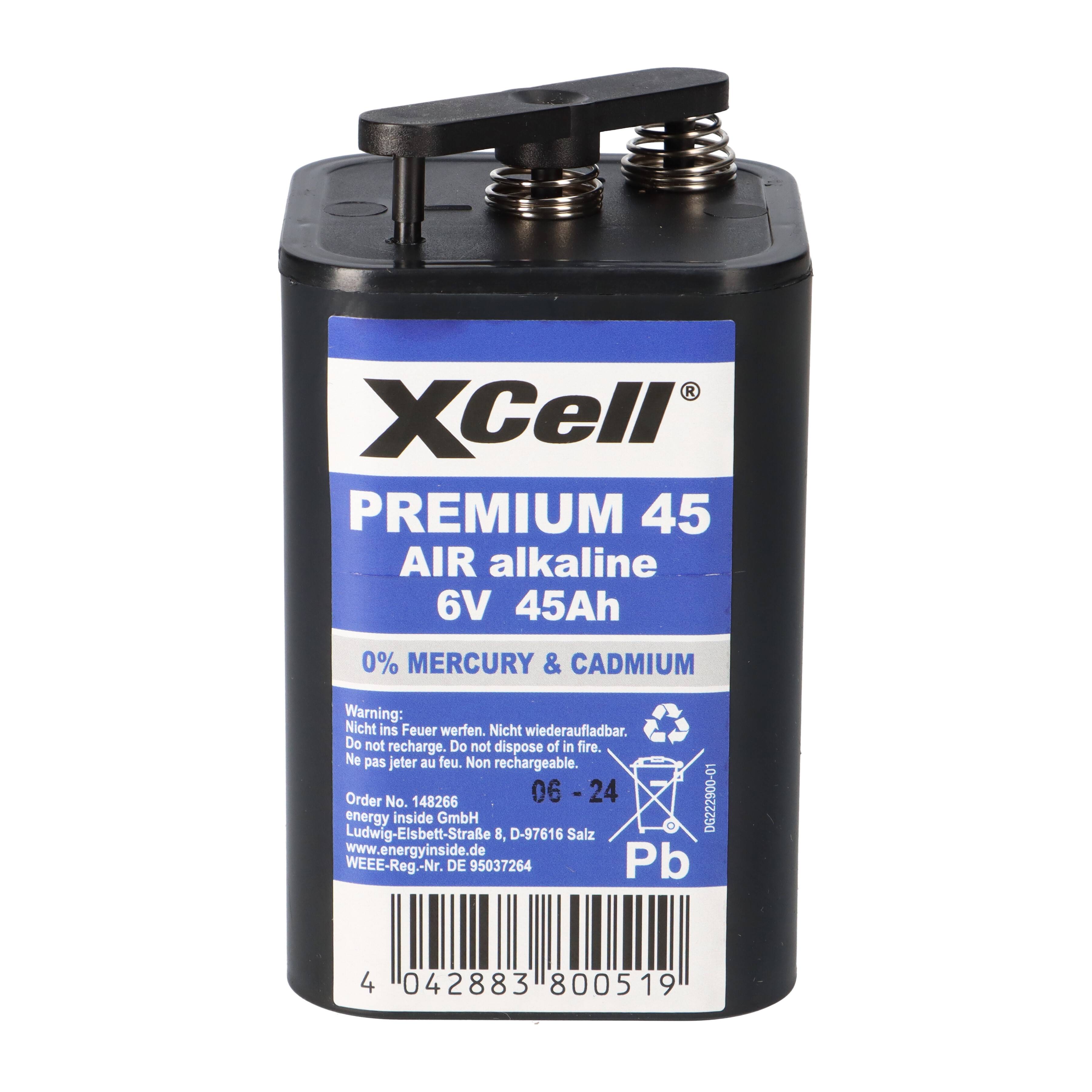 24x XCell Premium 45 4R25 Zink-Luft-Batterie 6V 45Ah – passend für Baustellen- & Warnleuchten im Langzeitbetrieb
