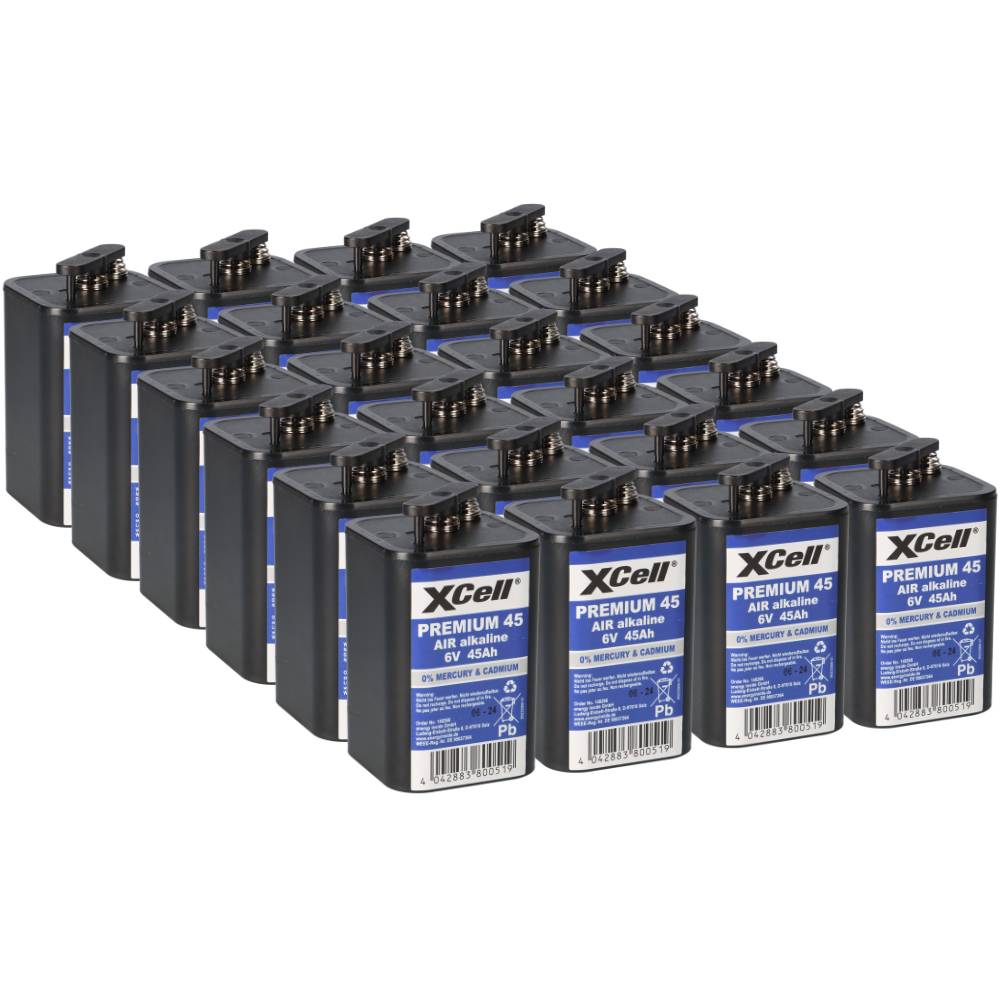 24x XCell Premium 45 4R25 Zink-Luft-Batterie 6V 45Ah – passend für Baustellen- & Warnleuchten im Langzeitbetrieb