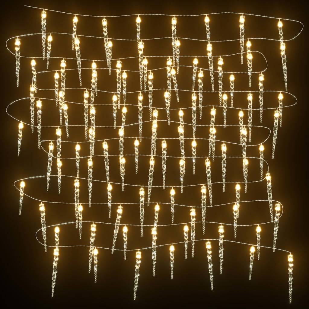 vidaXL Eiszapfen-Lichterkette 100 LEDs Warmweiß 10 m Acryl PVC