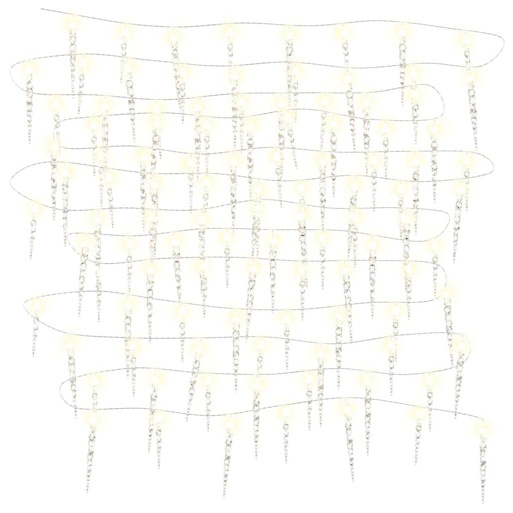 vidaXL Eiszapfen-Lichterkette 100 LEDs Warmweiß 10 m Acryl PVC