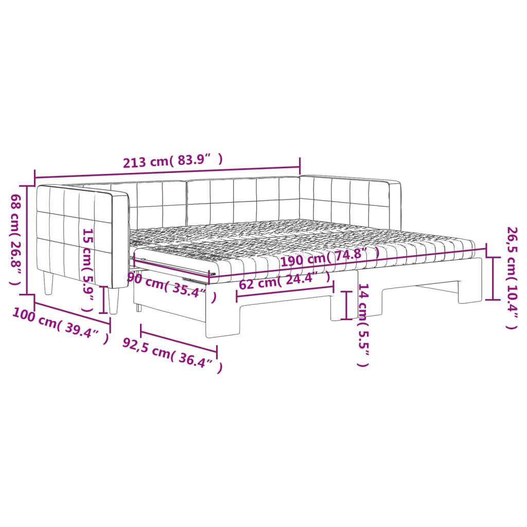 vidaXL Tagesbett Ausziehbar mit Matratzen Hellgrau 90x190 cm Samt
