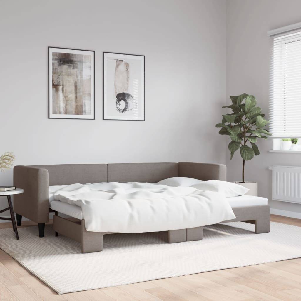 vidaXL Tagesbett Ausziehbar Taupe 80x200 cm Stoff