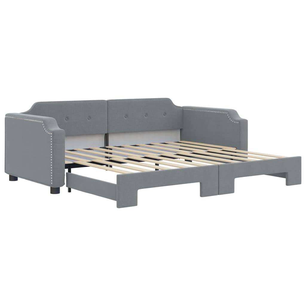 vidaXL Tagesbett Ausziehbar Hellgrau 100x190 cm Stoff
