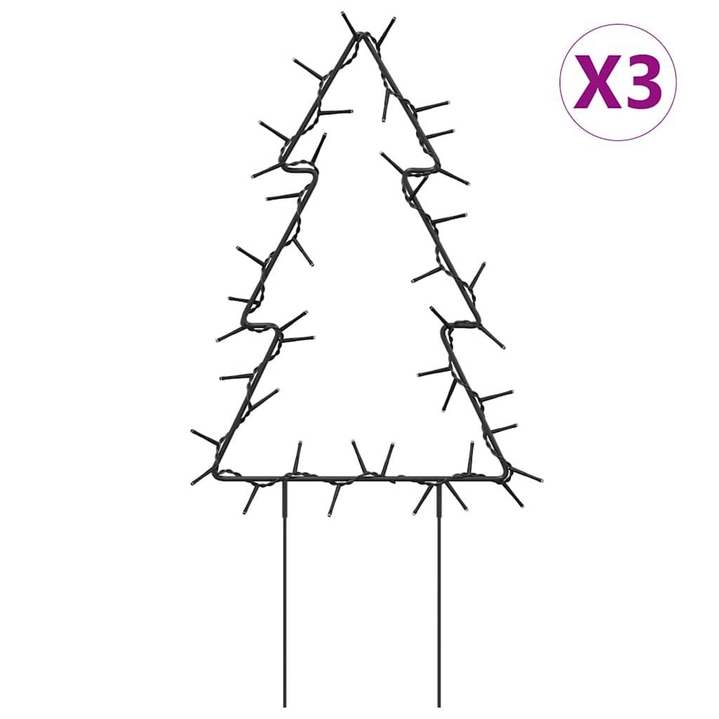 vidaXL Weihnachtsbäume mit Erdspießen 3 Stk. 50 LEDs 30 cm