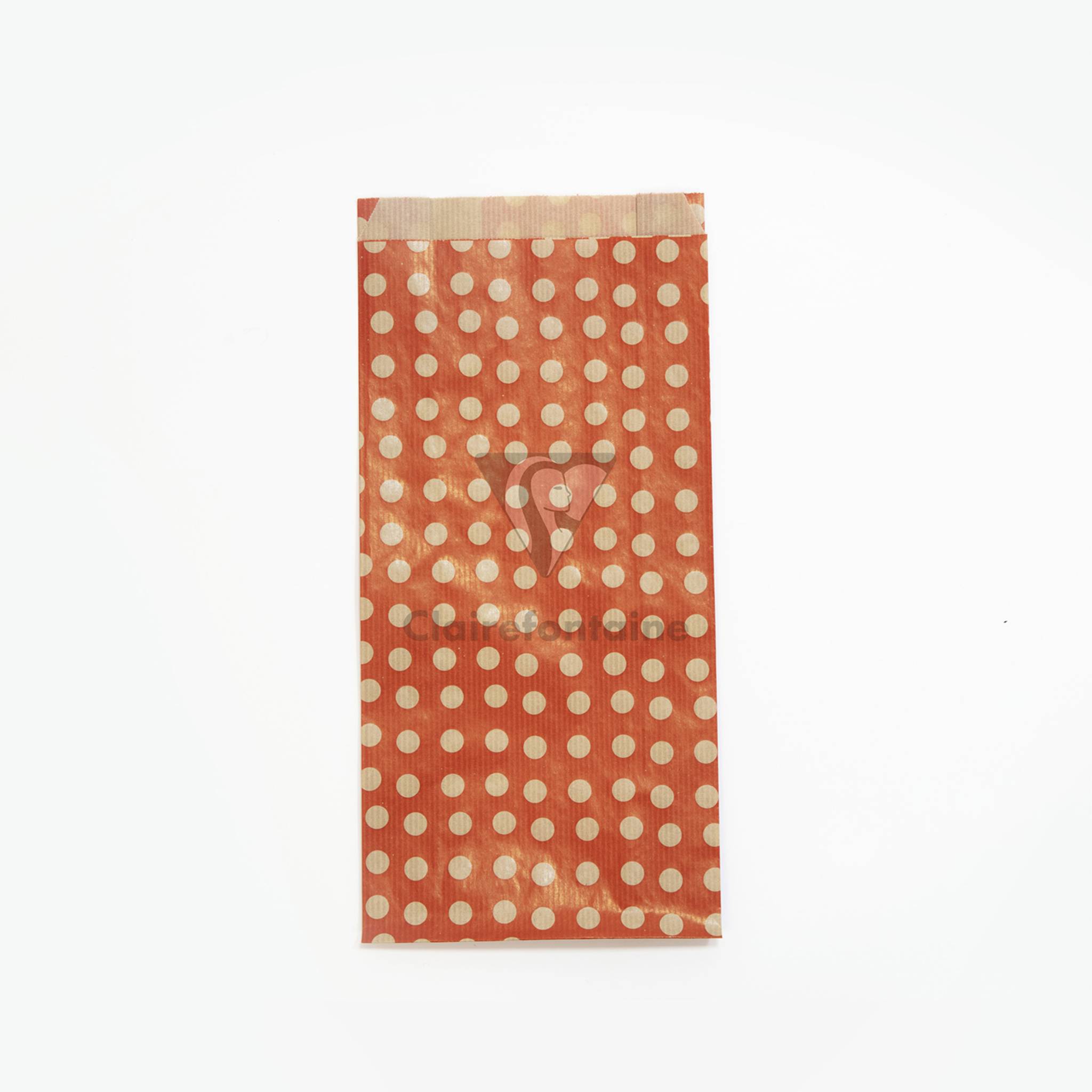Clairefontaine Pack. 50 Geschenktüten Kraft 15x31+6cm Punkte, Rot 394110C