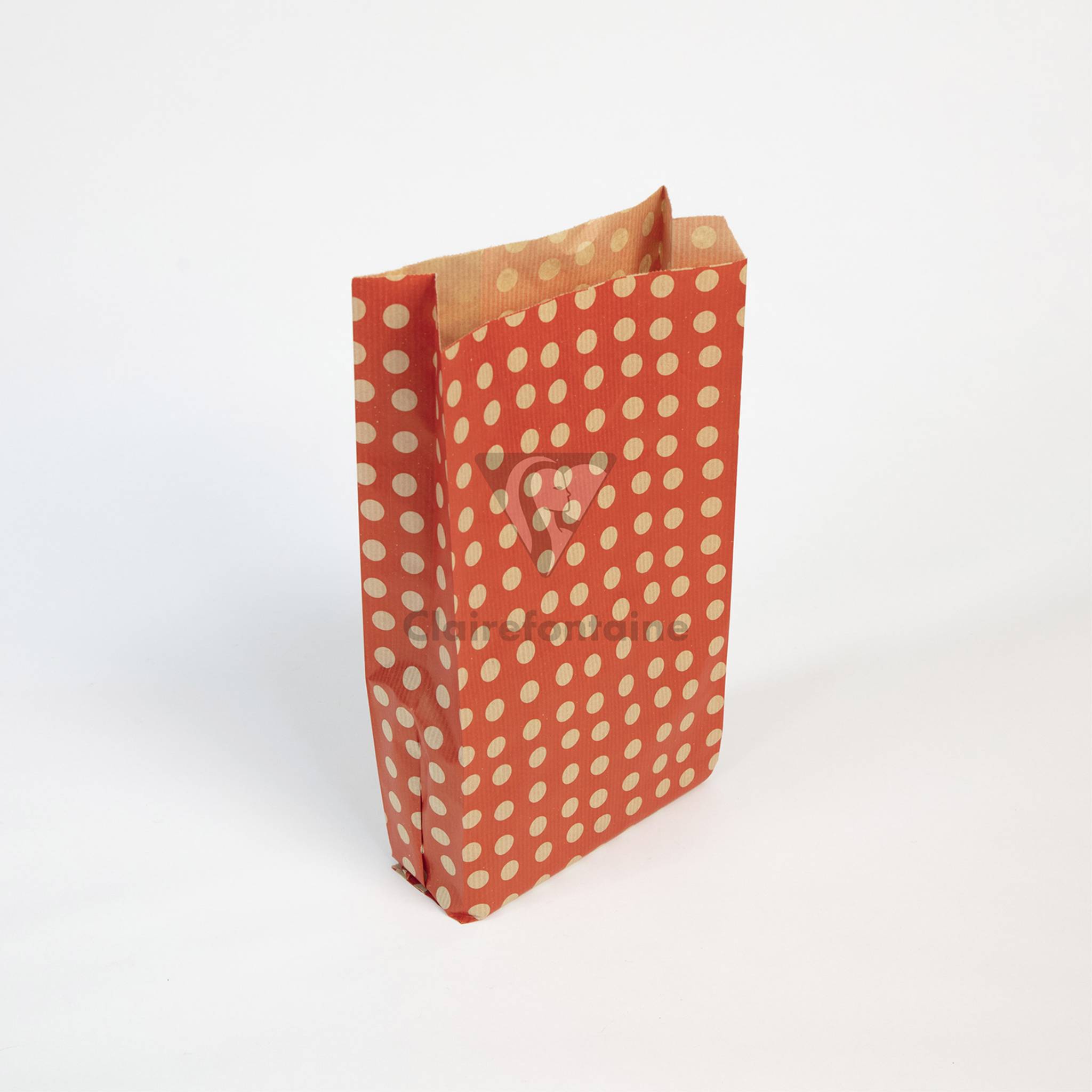 Clairefontaine Pack. 50 Geschenktüten Kraft 15x31+6cm Punkte, Rot 394110C