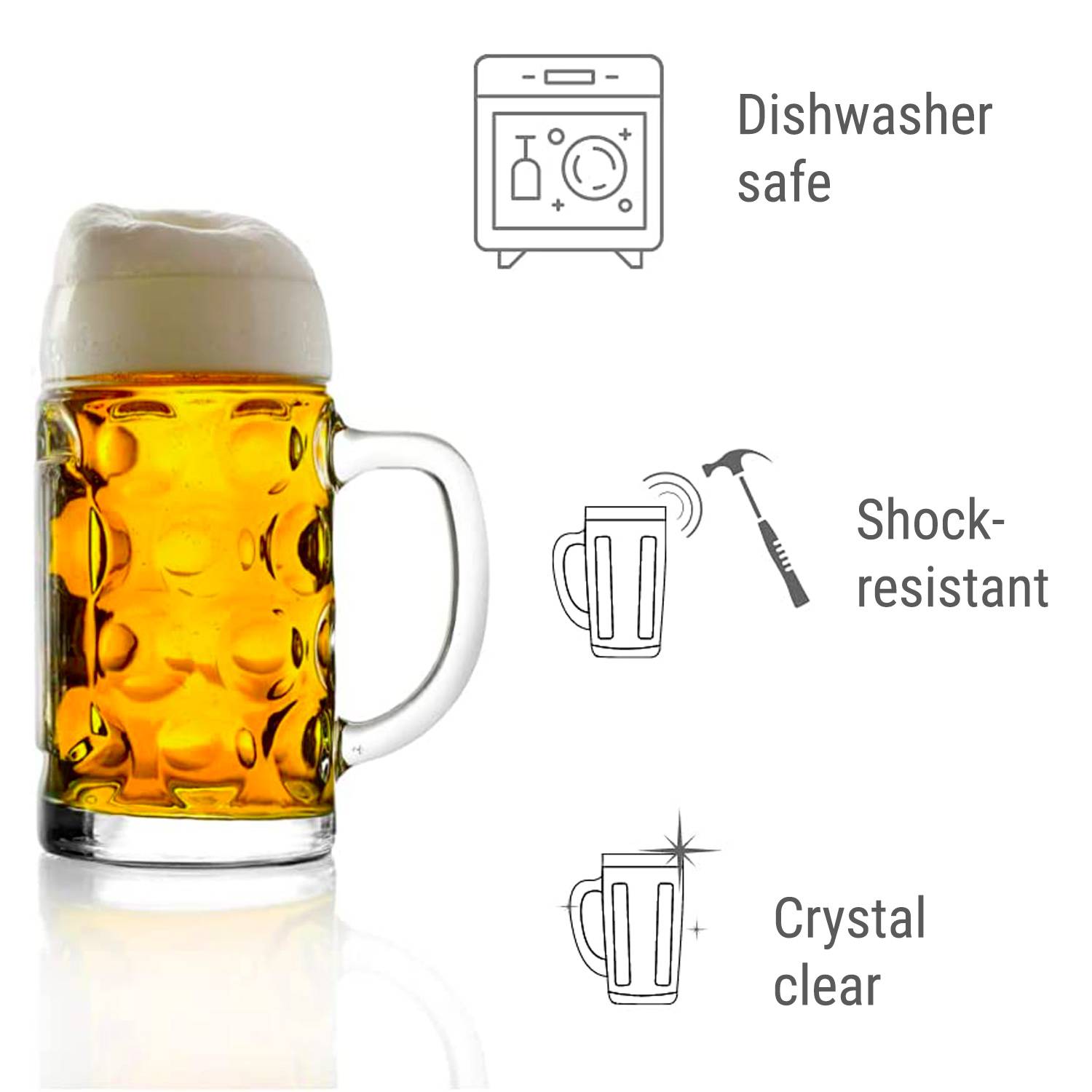 Bierglas, Bierkrug, Maßkrug, Bierseidel 6er Set Biergläser, ISAR - 0,5 Liter