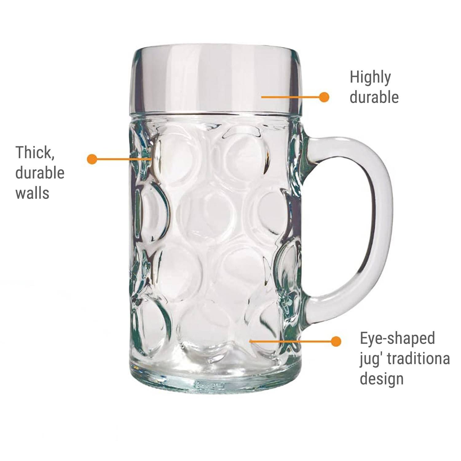 Bierglas, Bierkrug, Maßkrug, Bierseidel 6er Set Biergläser, ISAR - 0,3 Liter