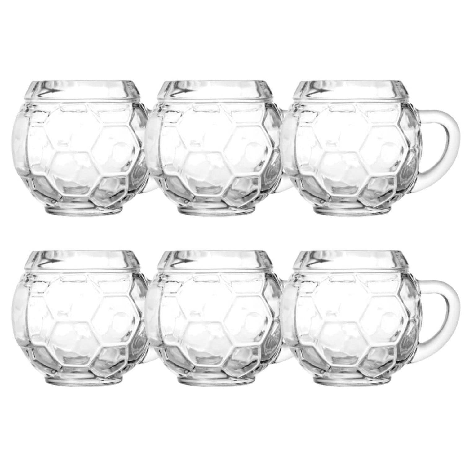 Bierglas, Bierkrug, Maßkrug, Bierseidel 6er Set Biergläser, Fussball Bierkanne - 0,3 Liter