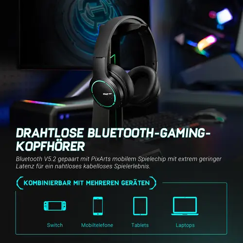 Edifier HECATE G2BT Bluetooth Gaming Headset, RGB-Licht,kabelloses Over-Ear Headset,Geräuschunterdrückung für Telefonieren/Spielen/Musik,Schwarz Edifier HECATE G2BT Bluetooth Gaming Headset, RGB-Licht,kabelloses Over-Ear Headset,Geräuschunterdrückung für Telefonieren/Spielen/Musik,Schwarz