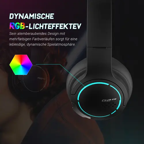 Edifier HECATE G2BT Bluetooth Gaming Headset, RGB-Licht,kabelloses Over-Ear Headset,Geräuschunterdrückung für Telefonieren/Spielen/Musik,Schwarz Edifier HECATE G2BT Bluetooth Gaming Headset, RGB-Licht,kabelloses Over-Ear Headset,Geräuschunterdrückung für Telefonieren/Spielen/Musik,Schwarz