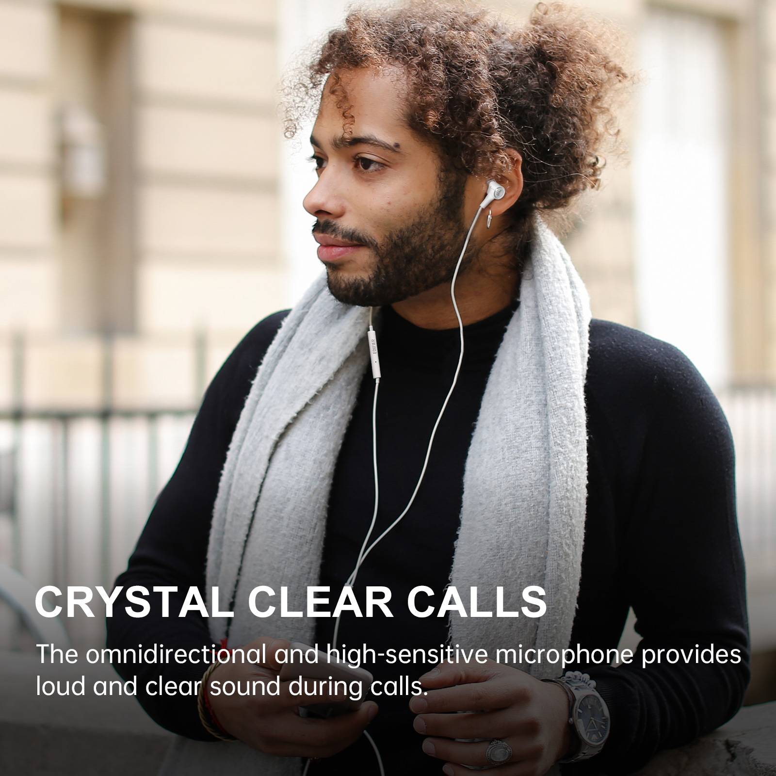 Edifier P205 In-Ear-Kopfhörer mit Mikrofon und Inline-Steuerung, Stereo-3,5-mm-Ohrstöpsel mit Kabel, für Anruf/Musik/Spiel/Sport/Entspannung, Weiß