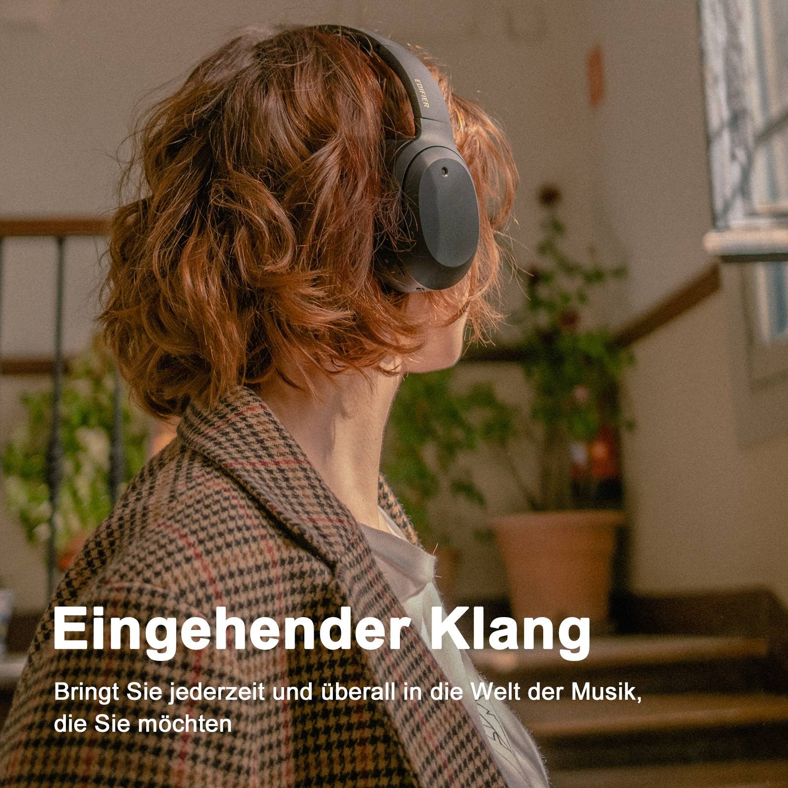 Edifier W820NB Plus Bluetooth Kabellose Over-Ear Kopfhörer,aktiver Geräuschunterdrückung,Hi-Res Stilvolle headset für Anruf/Musik/Spiel, Schwarz