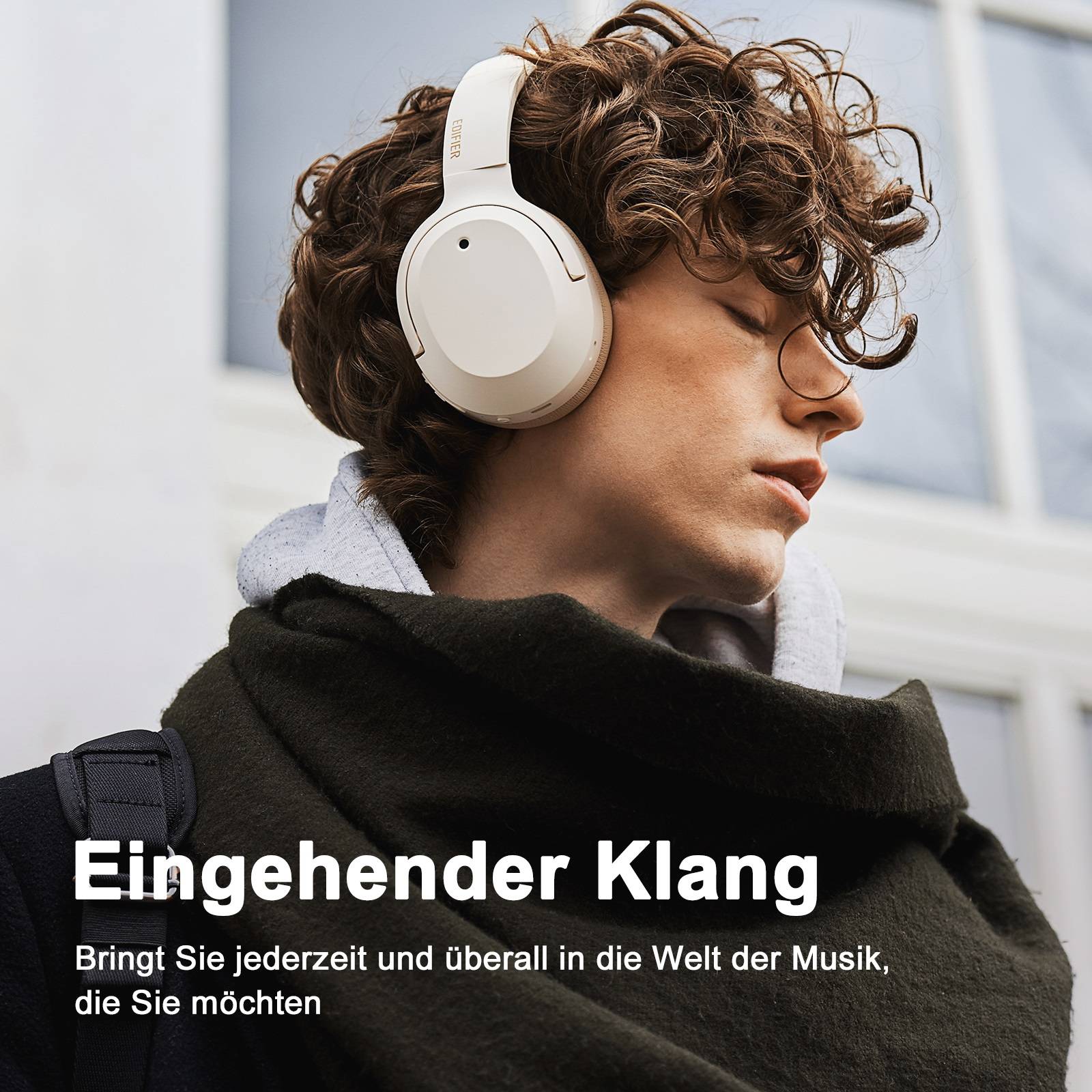 Edifier W820NB Plus Bluetooth Kabellose Over-Ear Kopfhörer mit aktiver Geräuschunterdrückung, Hi-Res headset für Anruf/Musik/Spiel,Elfenbein