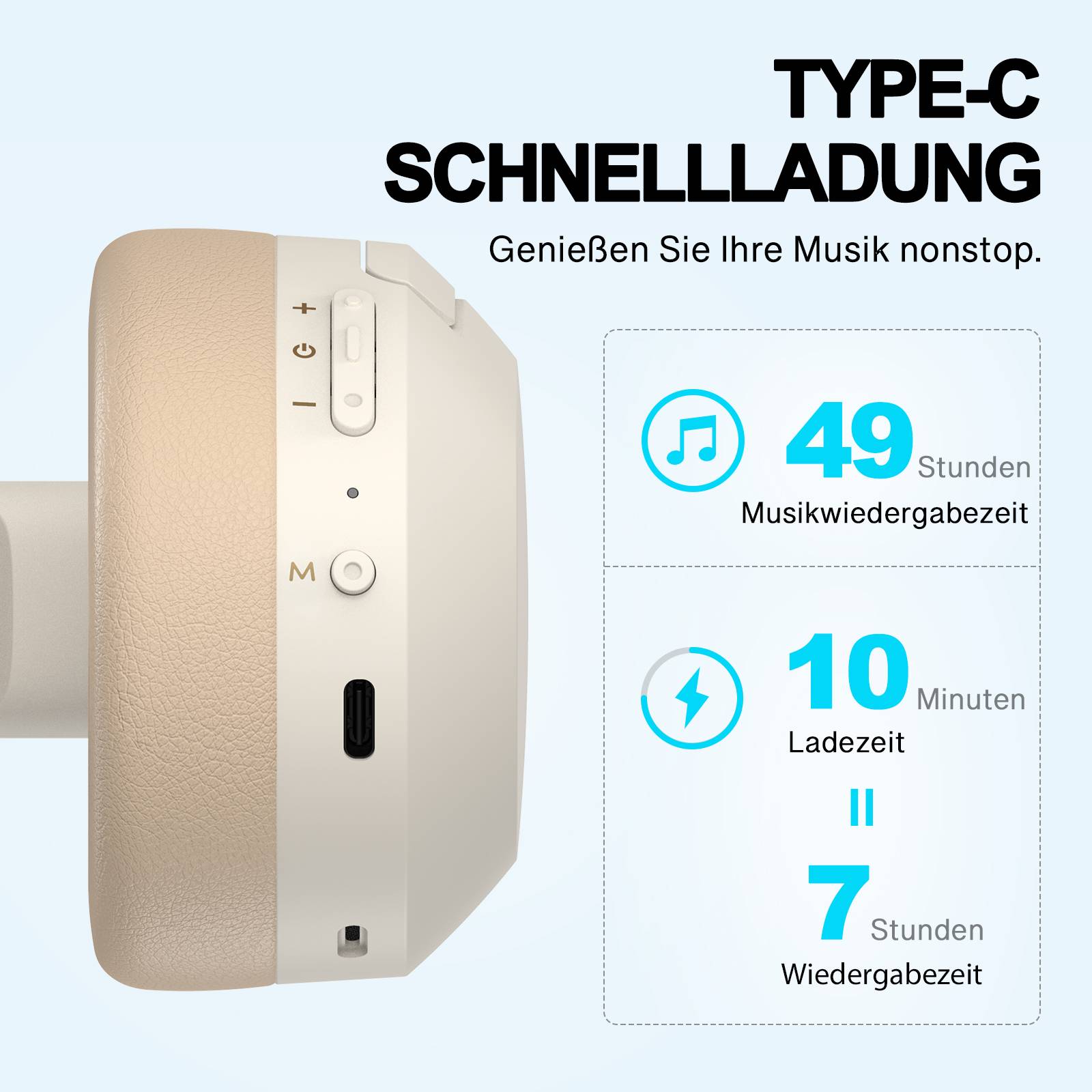 Edifier W820NB Plus Bluetooth Kabellose Over-Ear Kopfhörer mit aktiver Geräuschunterdrückung, Hi-Res headset für Anruf/Musik/Spiel,Elfenbein