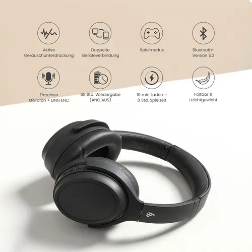 Edifier WH700NB Over-Ear-Kopfhörer mit aktiver Geräuschunterdrückung, Bluetooth 5.3, Headset für Anrufe/Musik/Gaming - Schwarz Edifier WH700NB Over-Ear-Kopfhörer mit aktiver Geräuschunterdrückung, Bluetooth 5.3, Headset für Anrufe/Musik/Gaming - Schwarz