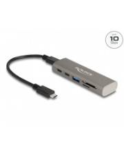 Delock 3 Port USB 10 Gbps Hub inklusive SD und Micro Card Reader mit Type-C - Gr