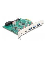 Delock USB 5 Gbps PCI Express x1 Karte zu 3 x extern Typ-A+ 2 Type-C Buchse PCI-Express Mbps