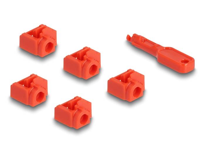 Delock RJ45 Port Blocker Set für Buchse 10 Stück - Rot - 11er