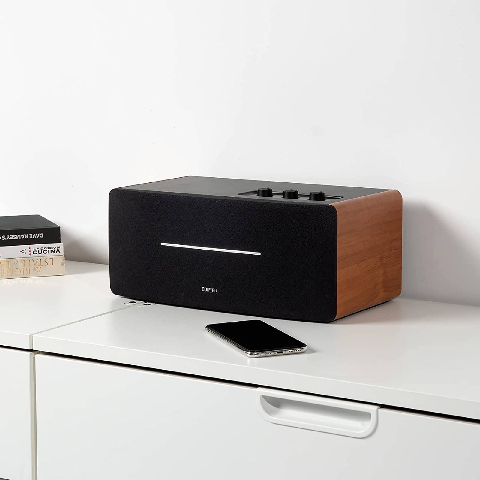Edifier D12 HIFI Bücherregal-Lautsprecher, Integrierter Desktop-Stereo-Bluetooth-Lautsprecher, Drahtloser Computer-Lautsprecher, Holzgehäuse