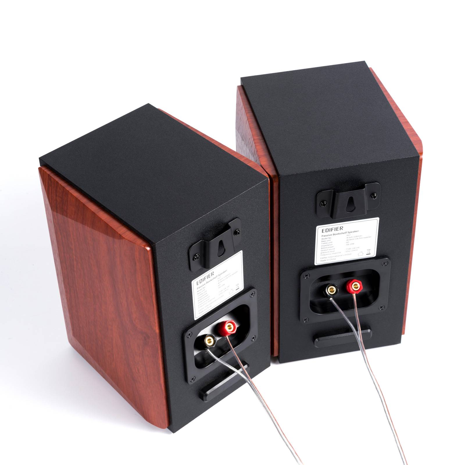 Edifier P17 Passive Regallautsprecher - 2-Wege-Lautsprecher mit integrierter Wandhalterung, Surround-Sound- Holzfarbe