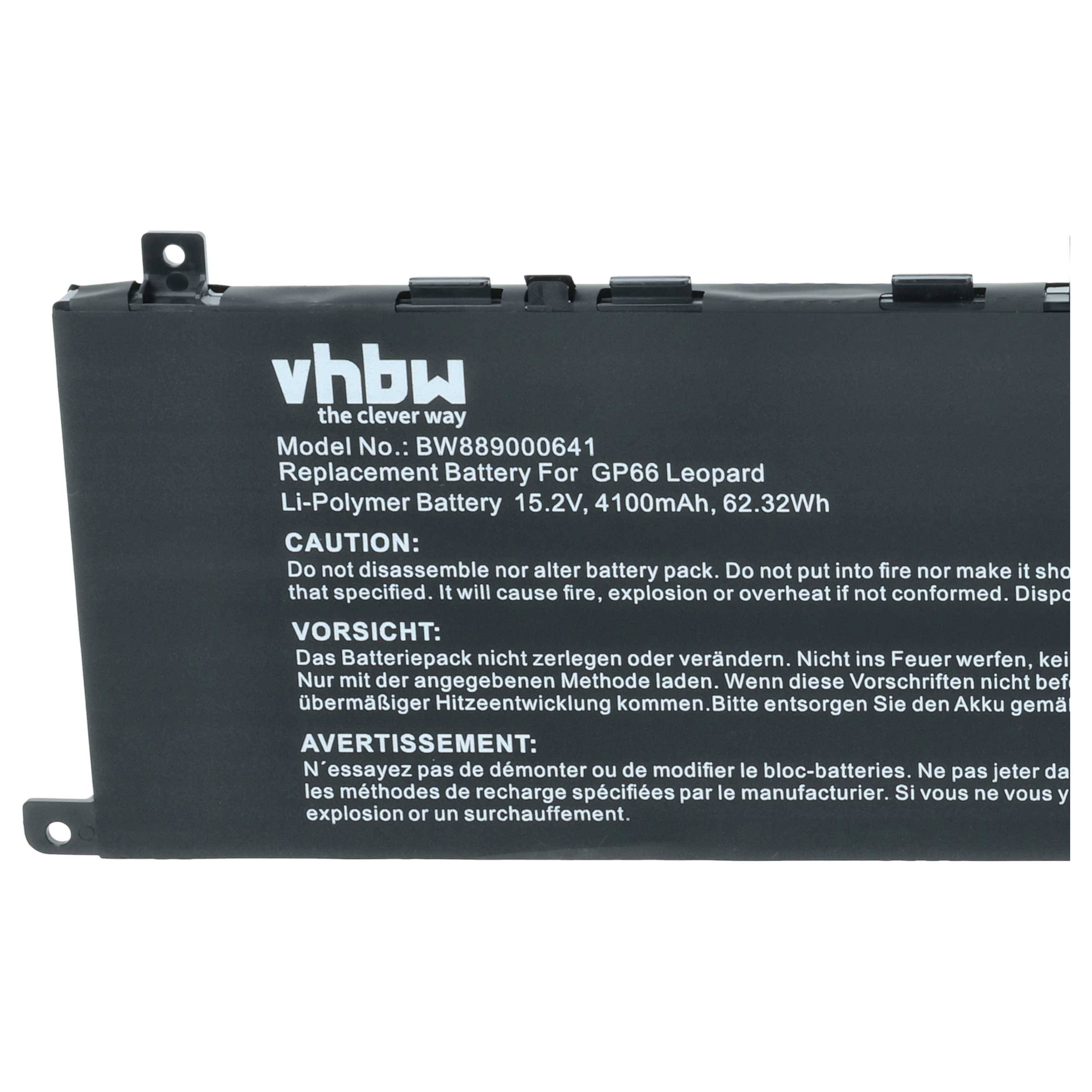 vhbw Akku Ersatz für MSI BTY-M57 | für Notebook (4100 mAh, 15,2 V, Li-Polymer)