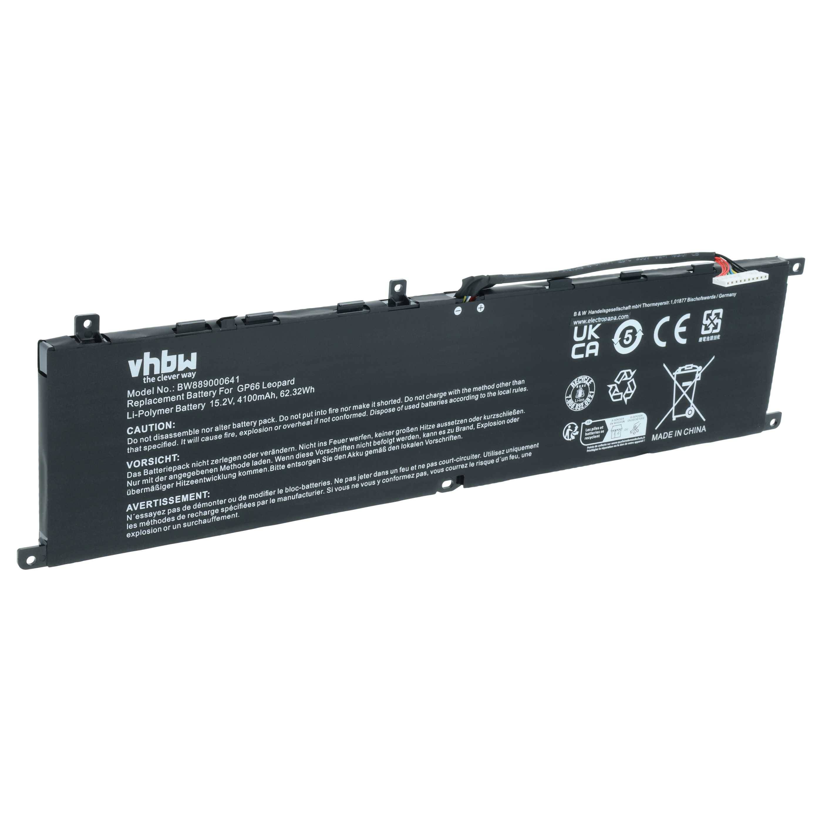 vhbw Akku kompatibel mit MSI LEOPARD 10UG, GP66, GP76 Notebook (4100 mAh, 15,2 V, Li-Polymer)