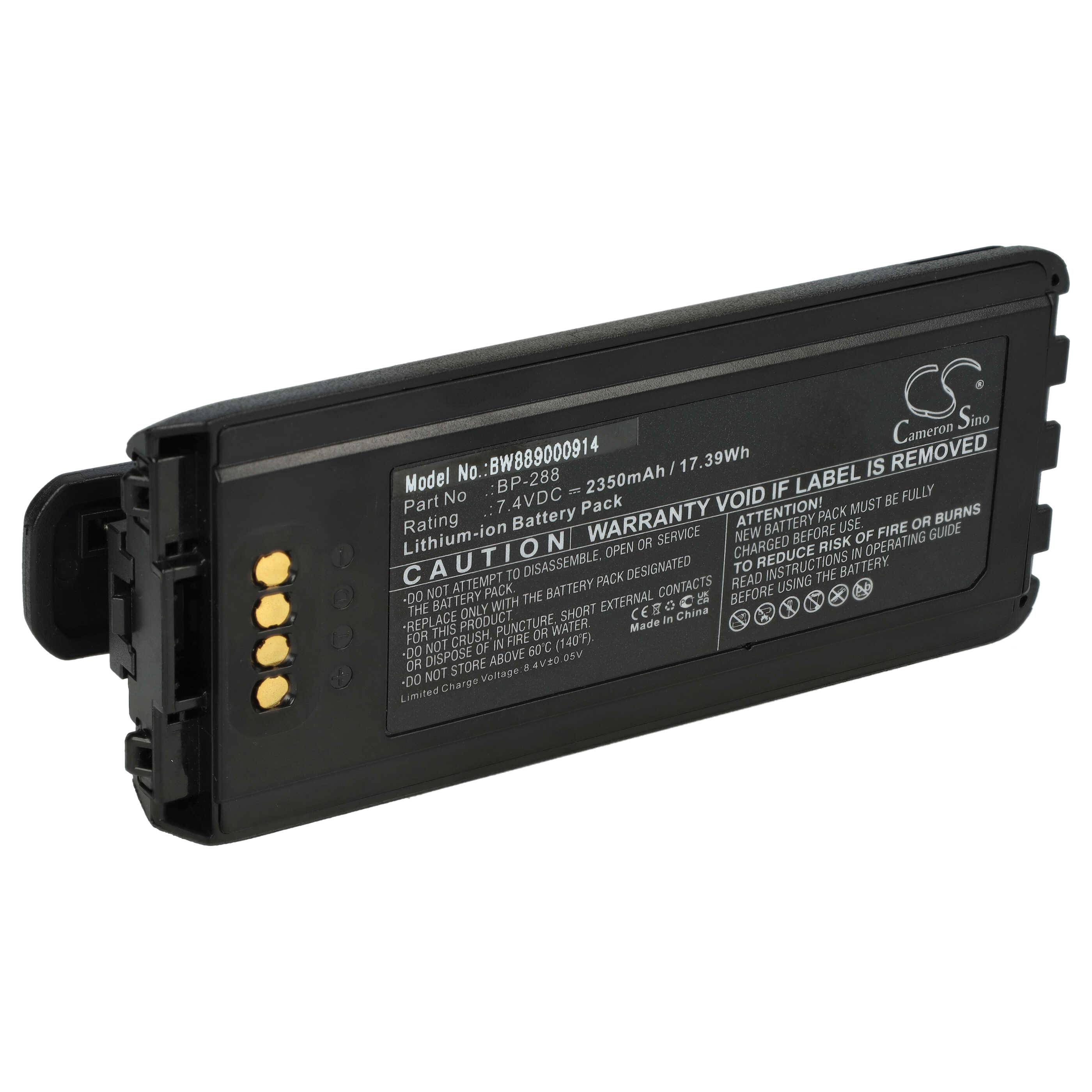 Lithium-Ionen-Akkupack, Modell BW980090941, 7,4V, 2350mAh, 17,39Wh. Garantie erlischt bei Entfernung des Etiketts. Mehrere Zertifizierungslogos.
