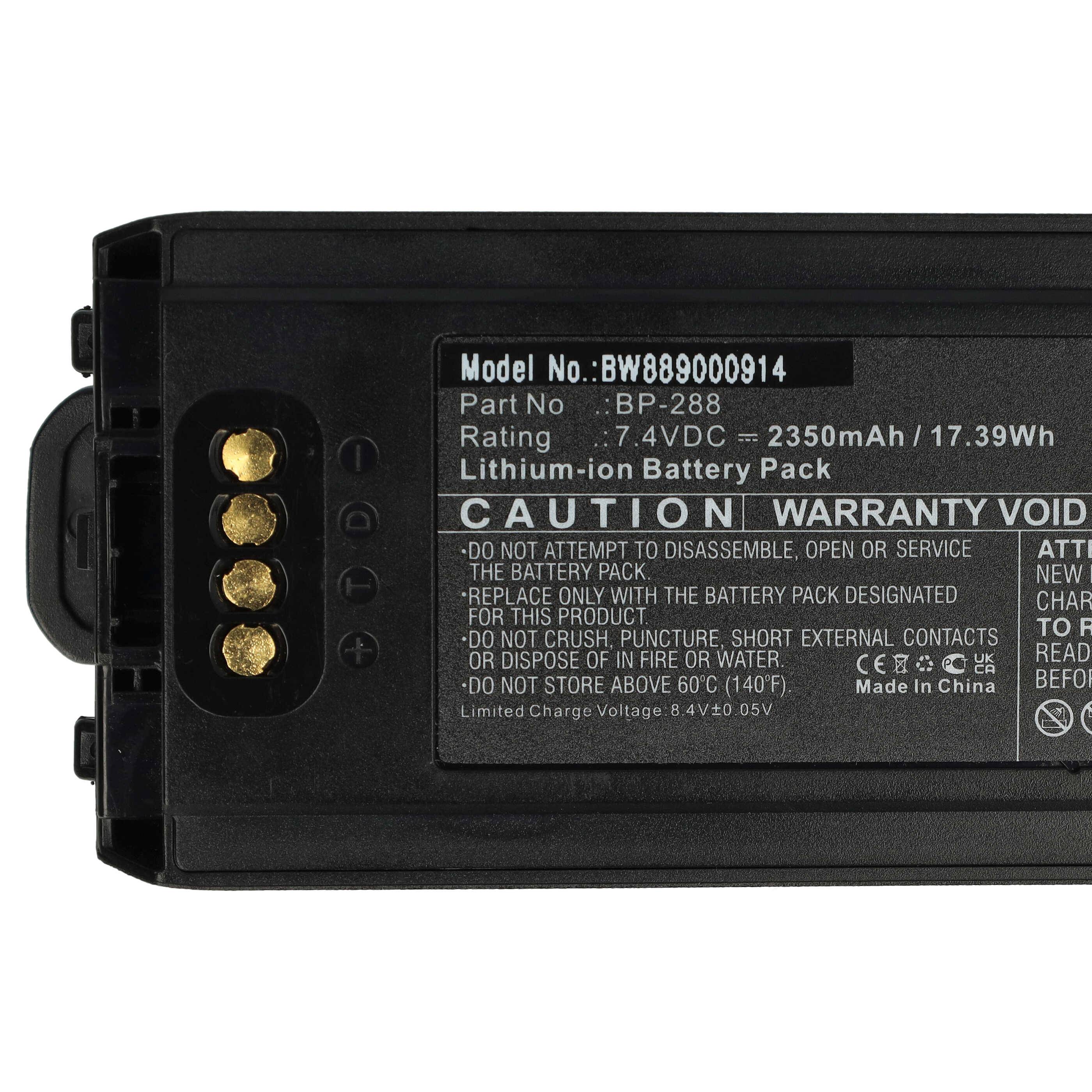 vhbw Akku Ersatz für Icom BP-288 für Funkgerät, Walkie Talkie (2350 mAh, 7,4 V, Li-Ion)