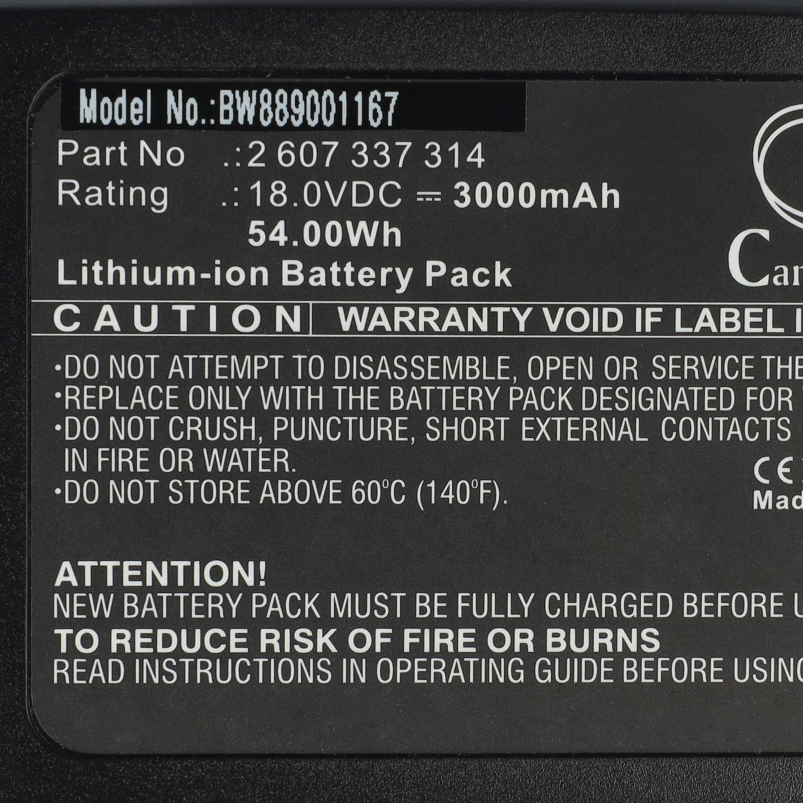 vhbw Akku kompatibel mit Bosch Easysaw 18V-100, 18V-70 Elektrowerkzeug (3000 mAh, Li-Ion, 18 V)