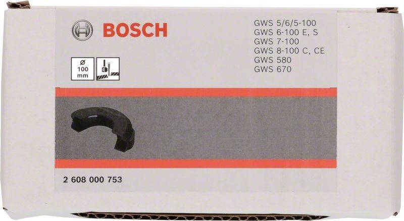 Verpackung von 'Bosch'-Produkten zeigt Kompatibilität mit den Modellen GWS 5/6/5-100, GWS 6-100 C/E, GWS 7-100 E, GWS 8-100 C/E, GWS 570.