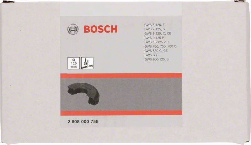 Bosch-Teil mit Abmessungen: 125 mm. Kompatibel mit Modellen: GWS 6-125, GWS 8-125 C und anderen aufgeführten Modellen. Artikelnummer: 2 608 000 758.